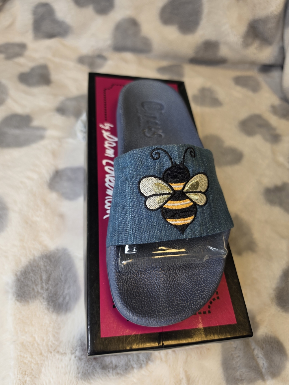 Sam Edelman Kids Navy Slide Sandals with Bee & Gold Crown - Picture 3 of 13
